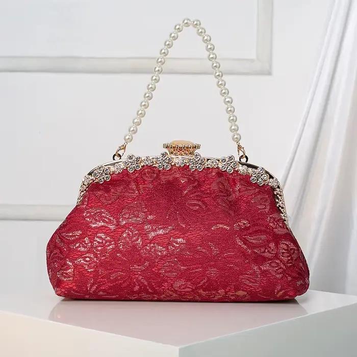 Sac de mariée à main pour banquet de mariage, sacoche à bandoulière avec chaîne de perles