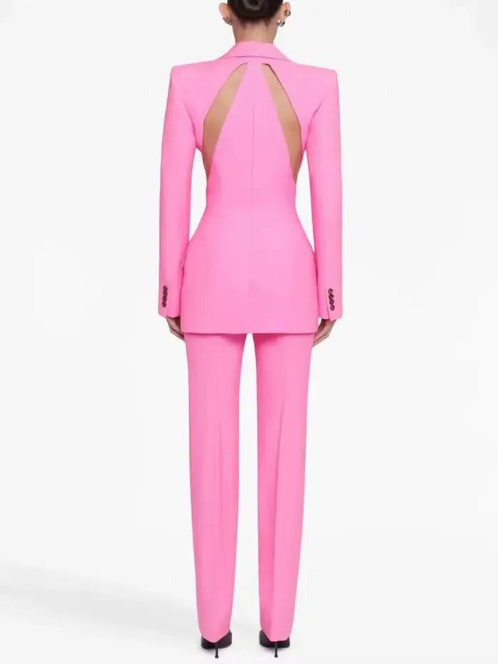 Ensemble de costume de créateur HIGH STREET, nouveauté 2026, pour femme, en gaze patchwork, blazer à