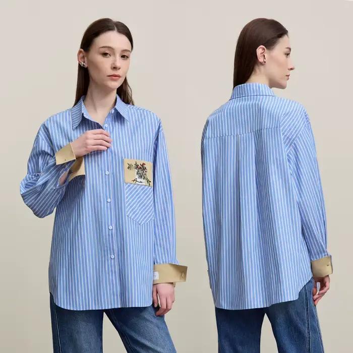 Chemisier Amii pour femme, nouvelle collection printemps 2026, broderie florale, col à revers, rayur