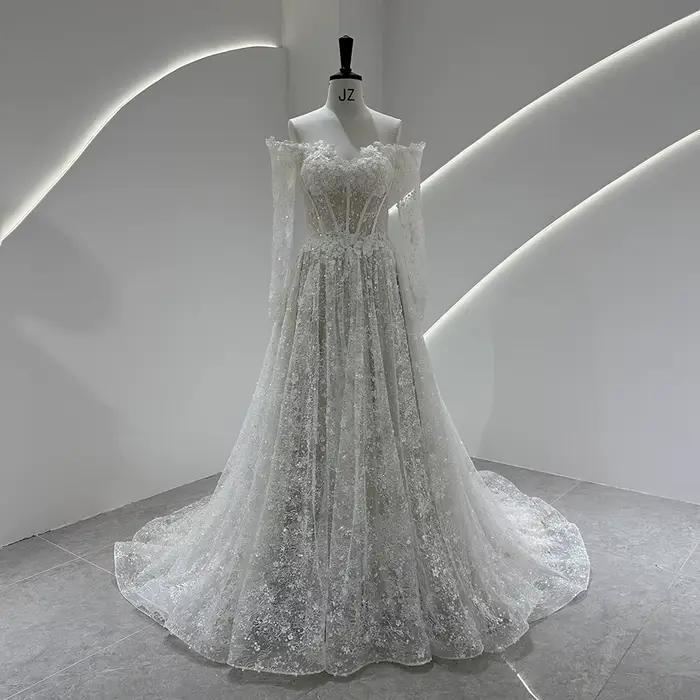 SL-9534 personnalisé SuLi dentelle Robe De mariée pour les femmes mariées Boho Robe De mariée à manc