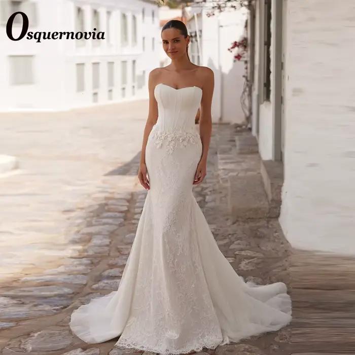 Osquernovia – robes de mariée en dentelle pour femmes, robe de mariée sans manches, personnalisée, P