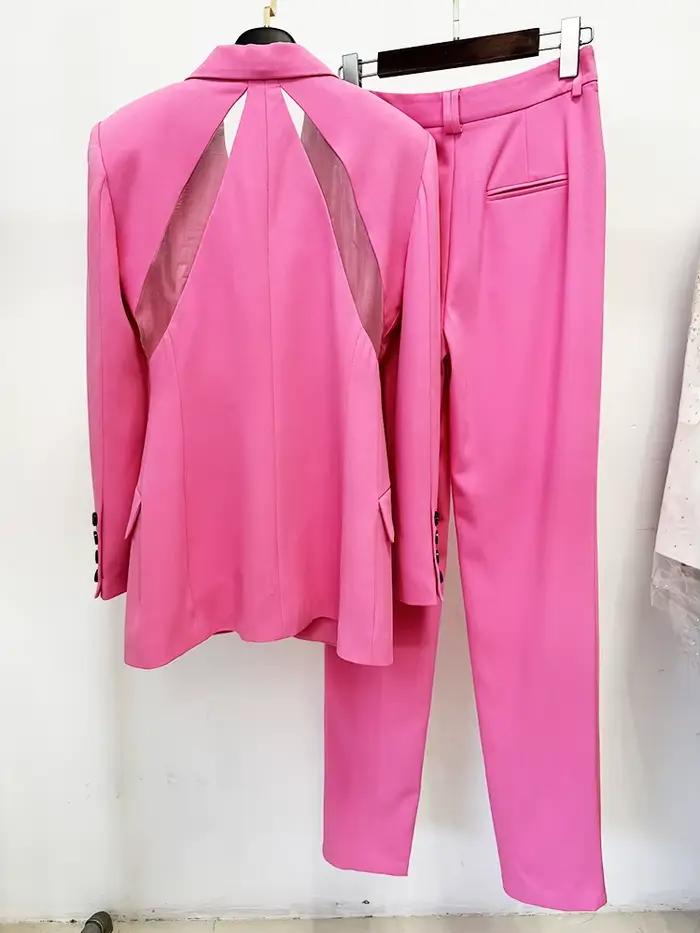 Ensemble de costume de créateur HIGH STREET, nouveauté 2026, pour femme, en gaze patchwork, blazer à