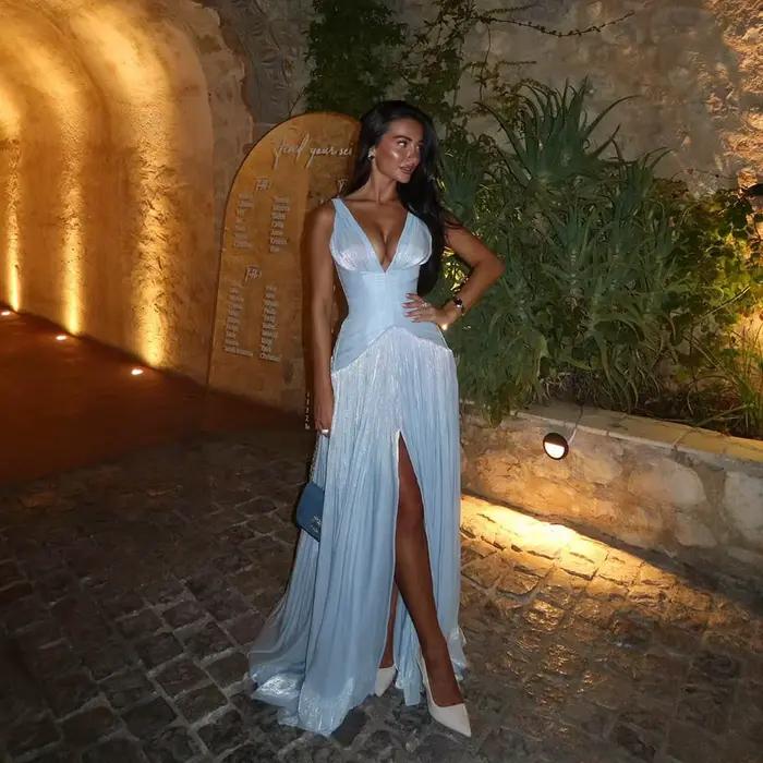 Robes de soirée exquises Galarity 2026 – Robe de bal en mousseline à col montant, plissée, sans manc