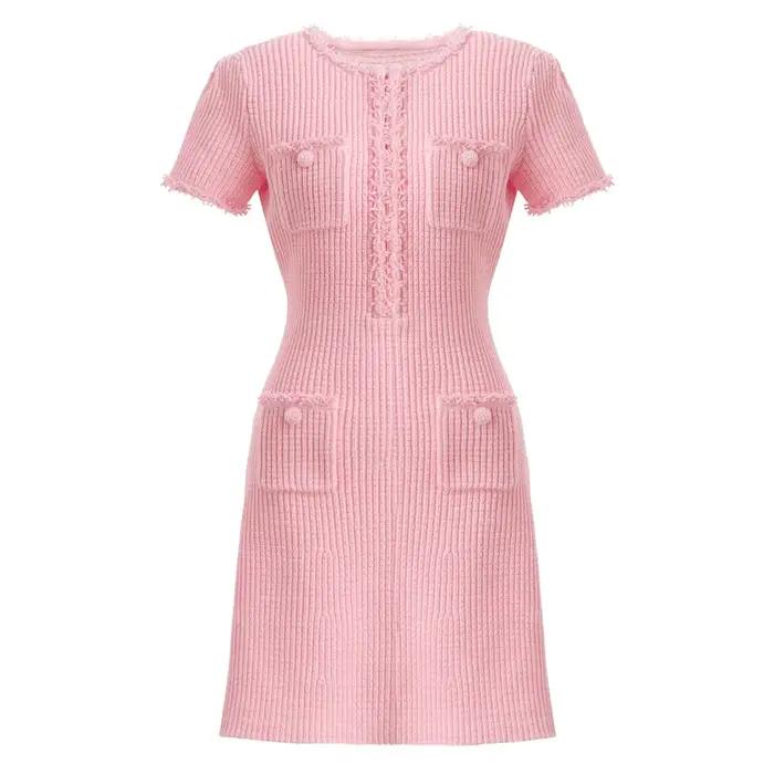 Robe trapèze tricotée pour femmes, haute qualité, nouvelle mode d'été européenne et américaine, perl