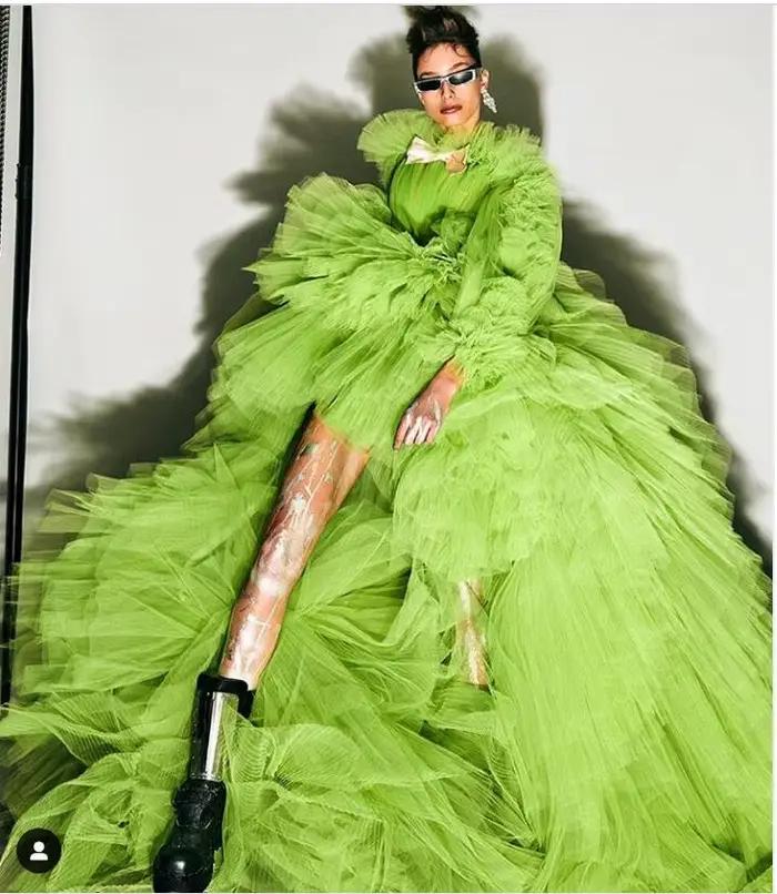 Robe de Rhen tulle à volants hauts et bas pour femmes, robes tutu longues à plusieurs niveaux, manch