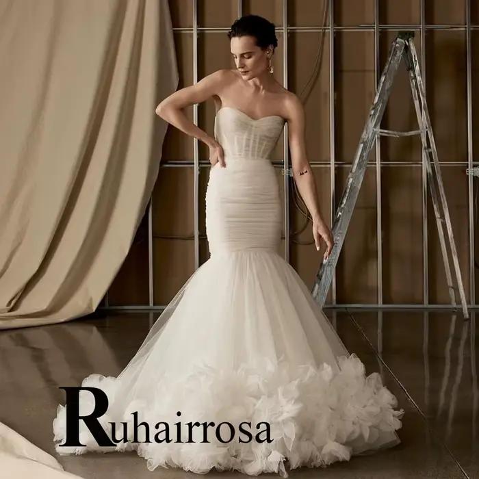 Ruhair exquise robe De mariée sirène chérie plissée à lacets robe De mariée Vestido De Noiva Brautkl