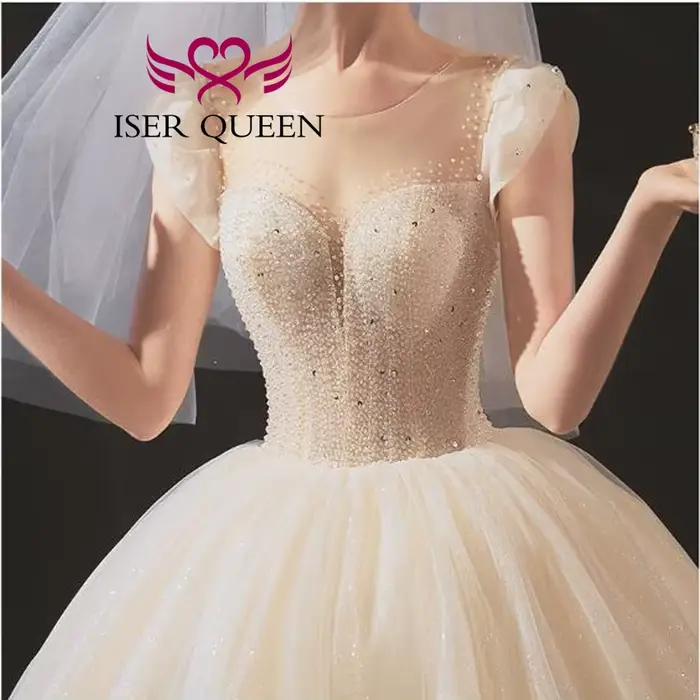 Robe de mariée de luxe personnalisée en tulle brillant 2026, nouvelle collection Europe, dos ajouré,