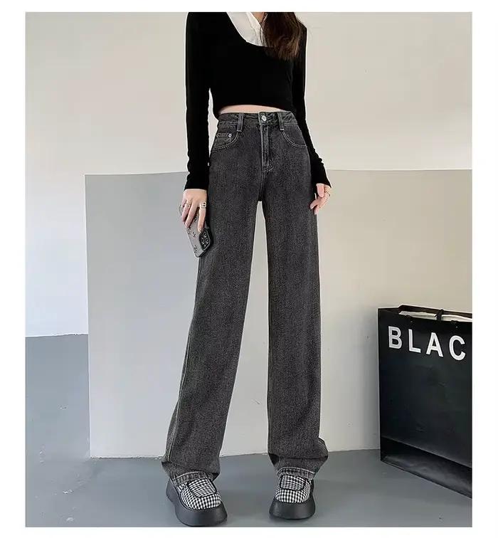 Nouveaux Styles d'automne et d'hiver adaptés à toutes les saisons, jean basique pour femmes, taille