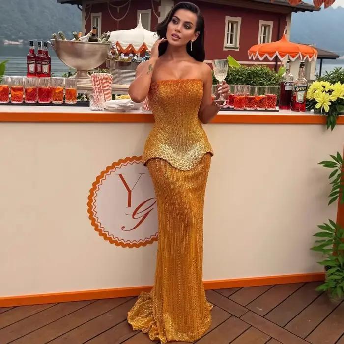 Robes de soirée arabes sur mesure, haute couture, pour mariage, avec diamants, strass, perles de lux