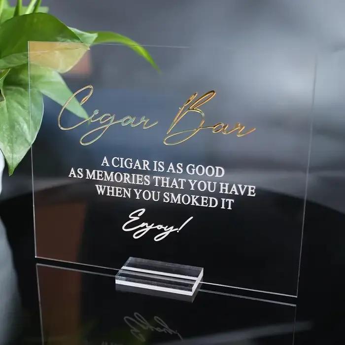 Signe de mariage en acrylique pour bar à cigares, faveur de mariage | Profitez des cigares de la n