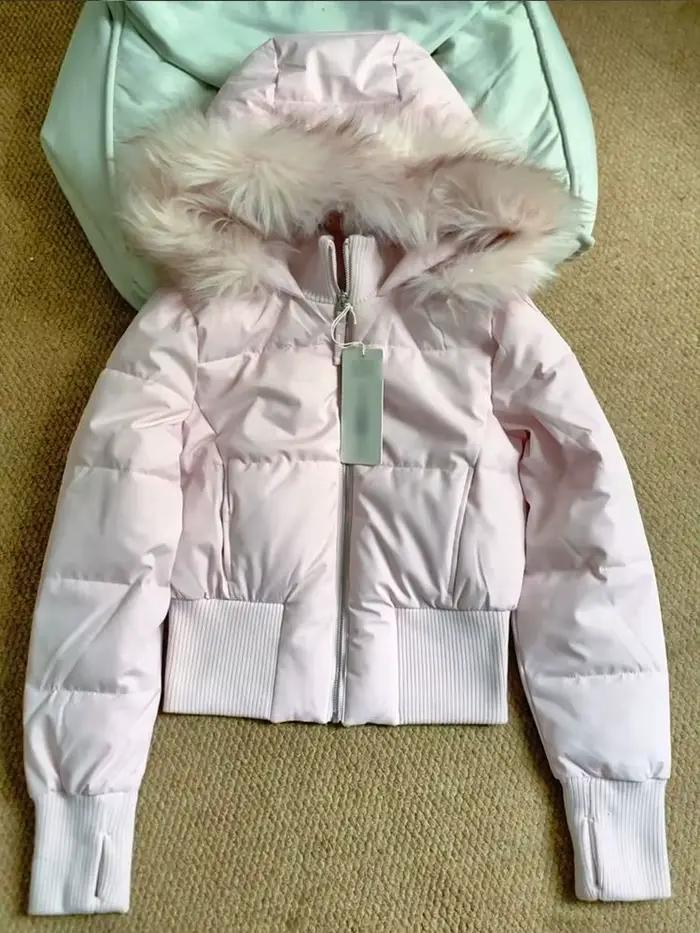 Manteau en coton à capuche avec col en fourrure rose pour femme, vent doux, nouveau style coréen, ép