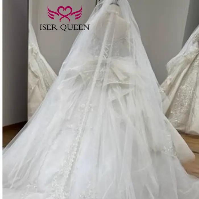 Robe de mariée royale personnalisée avec perles lourdes pour la mariée 2026, nouvelles appliques en