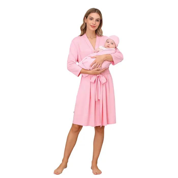 Ensemble robe et couverture pour maman et bébé, robe de maternité pour l'accouchement avec couvertur