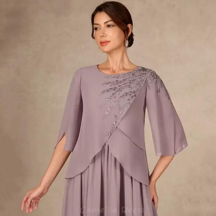 Robes élégantes pour la mère de la mariée, pour occasions formelles, personnalisées, en mousseline d