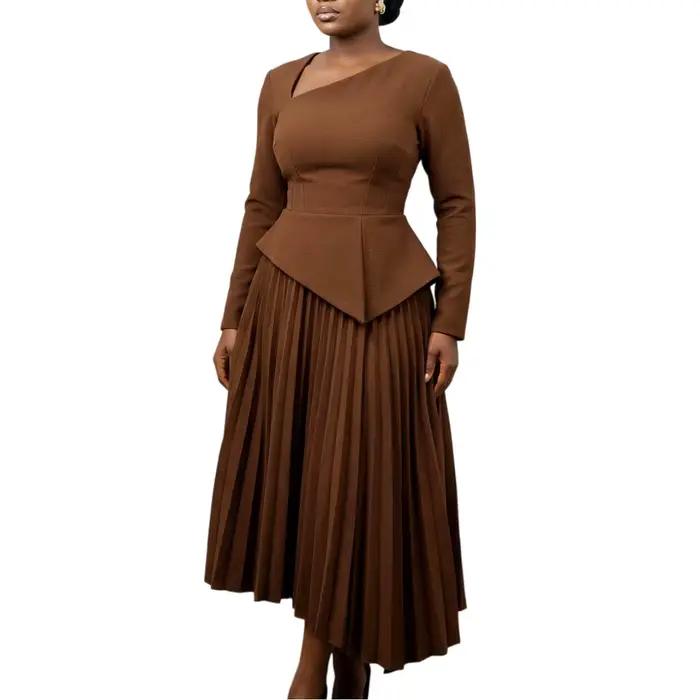 Robes tendance de printemps pour femme, vêtements africains élégants et décontractés, col asymétriqu