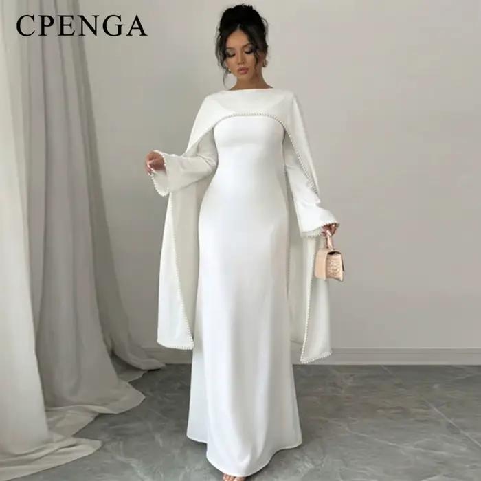 Robe Abaya Modeste pour Femmes Musulmanes du Moyen-Orient avec Châle Amovible, Élégante Robe Simple