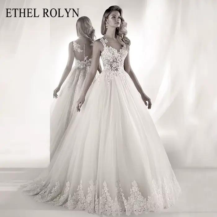 ETHEL ROLYN – robe De mariée ligne A scintillante, tenue De mariée De luxe, avec des Appliques De pe