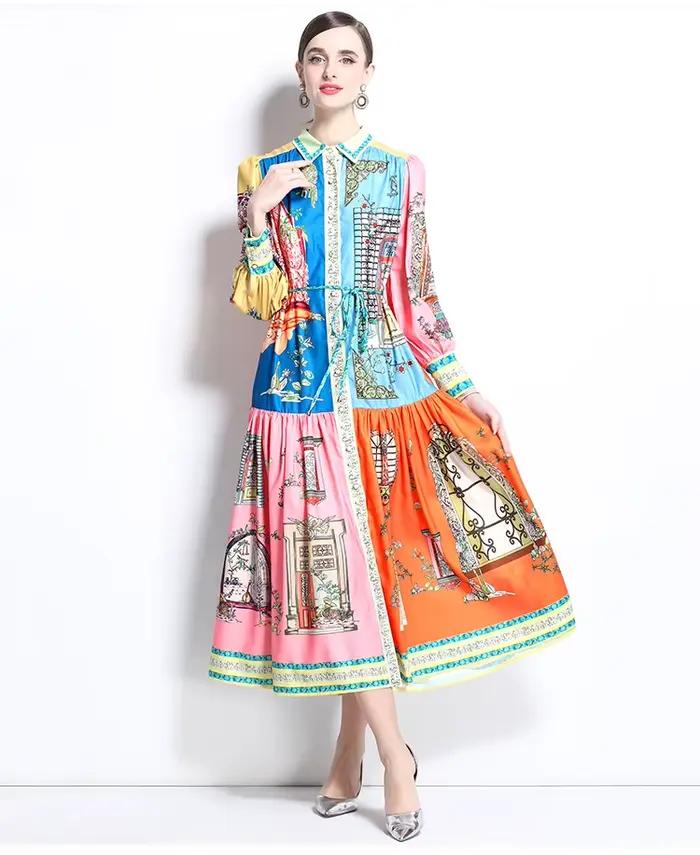 ZAROY – robe mi-longue à manches longues, Style Court français, luxe, Vintage, revers, élégante, bou