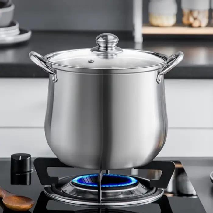 Grand pot en acier inoxydable, idéal pour soupes, ragoût et plus encore, Durable, facile à nettoyer,