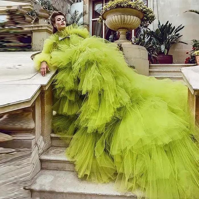 Robe de Rhen tulle à volants hauts et bas pour femmes, robes tutu longues à plusieurs niveaux, manch
