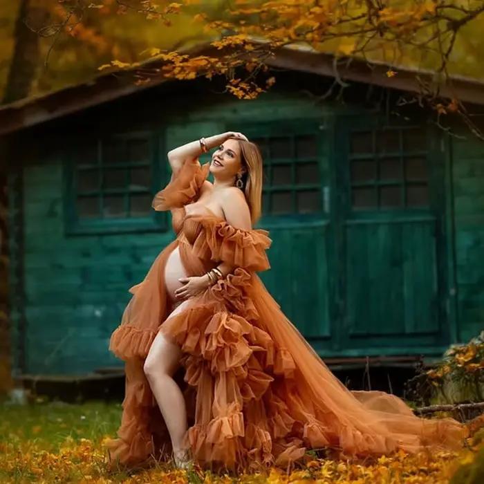 Robe de maternité romantique en tulle doux