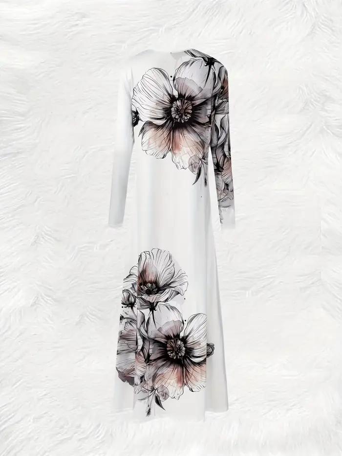 Robe élégante à imprimé floral à manches longues pour femmes