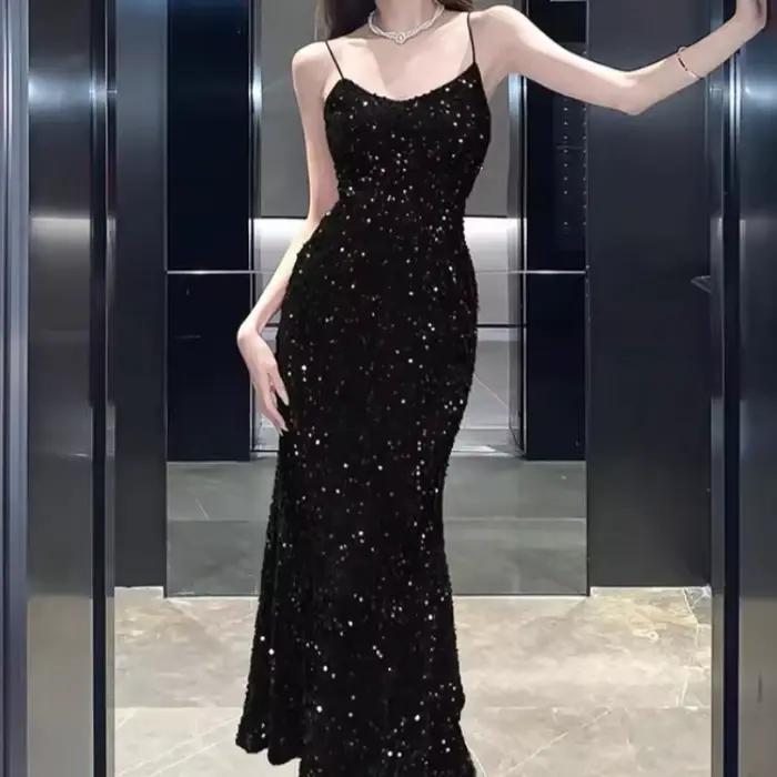 Robe longue à paillettes pour nouvel an