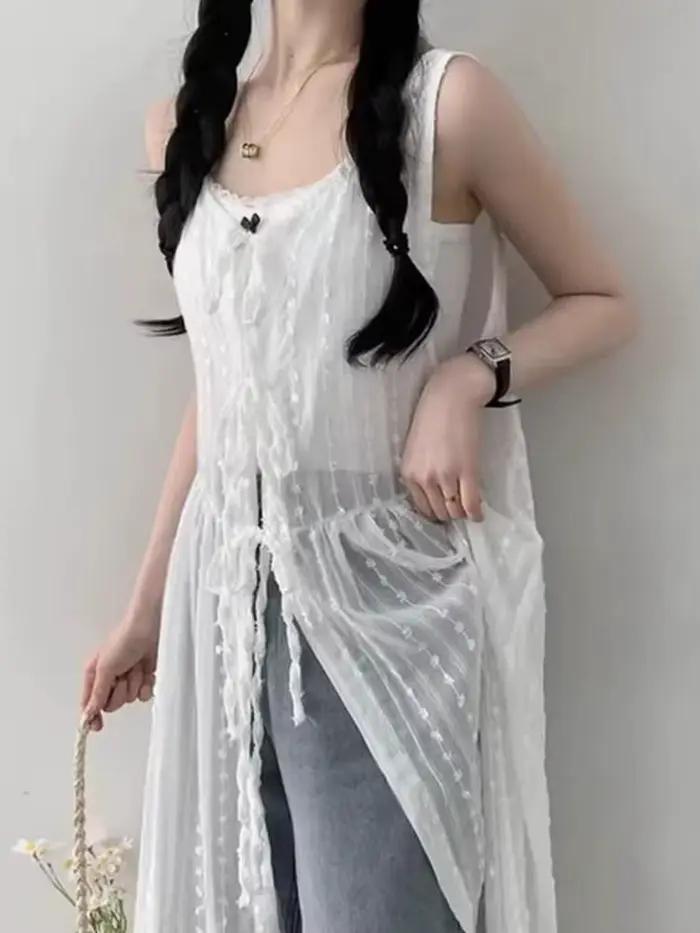 Robe brodée à lacets fins pour femmes