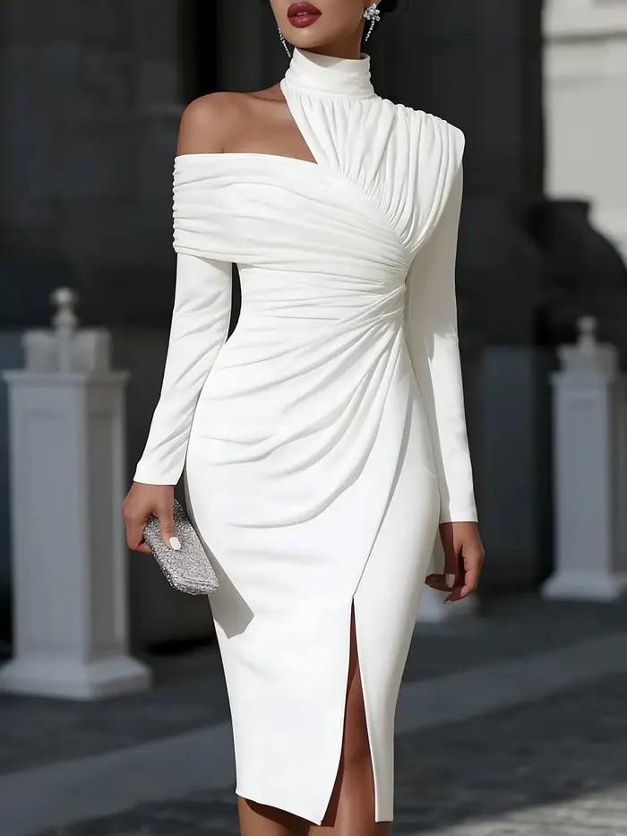 Robe asymétrique pour femme à épaules dénudées