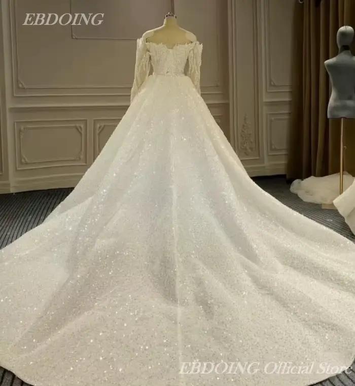 EBDOING robe de mariée sirène 2 en 1 encolure col bateau avec perles robes
