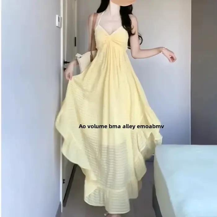 Robe longue de plage style vacances à la française