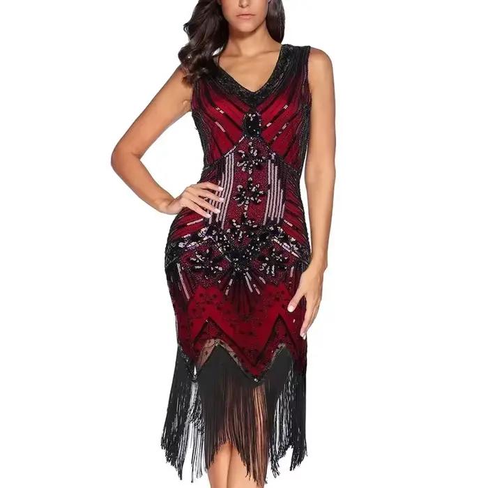 Testosterone SBY-Robe évasée à paillettes pour femme