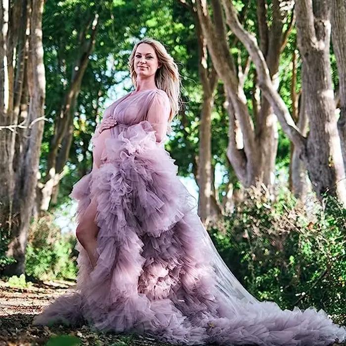 Robe longue en tulle pour femme enceinte