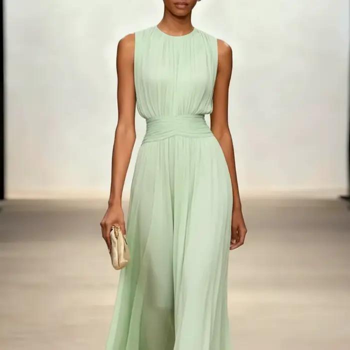 Robe longue en mousseline de soie pour femme