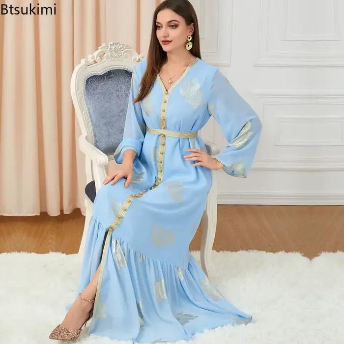 Robe longue en mousseline de soie pour femme