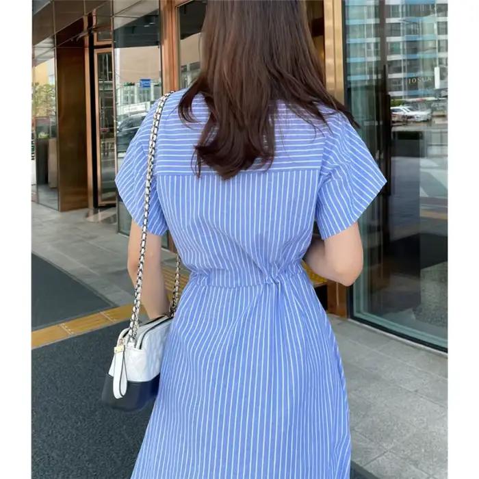 Robe Longue Rétro à Manches Courtes pour Femme