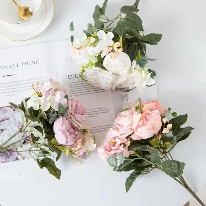 Roses artificielles en soie pour décoration intérieure mariage fête de pendaison de crémaillère cérémonie de diplôme engagement anniversaire fêtes prénuptiales baby shower