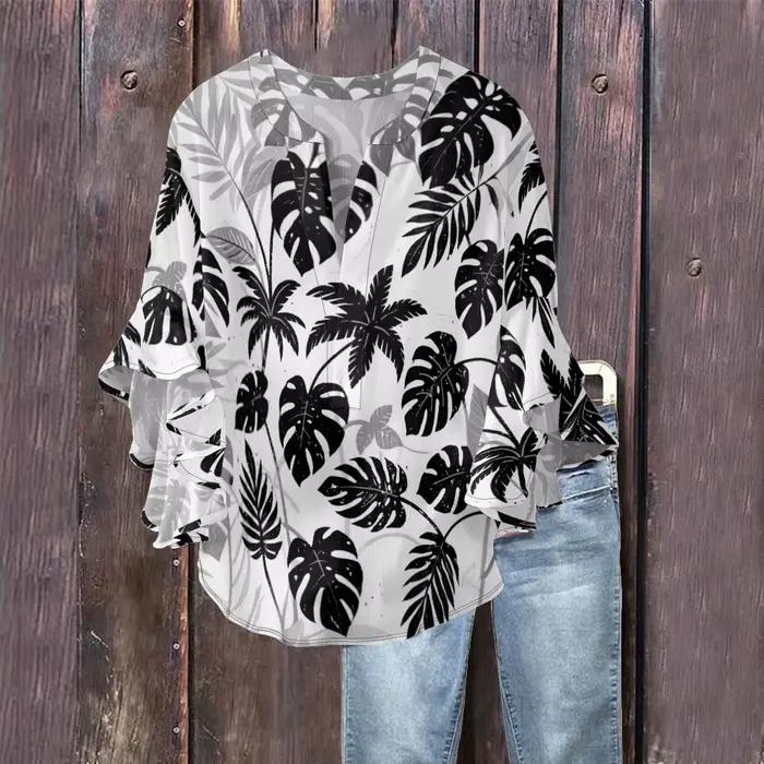 Chemisier Boho Chic imprimé palmier Tropical pour femmes