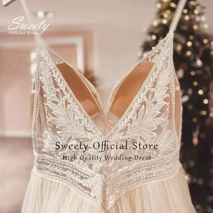 Robe de Mariée Simple en Organza avec Broderie