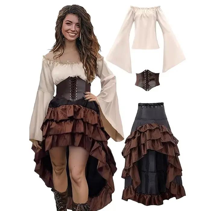Pirate Buccaneer Costume hauts chemise jupe agitation