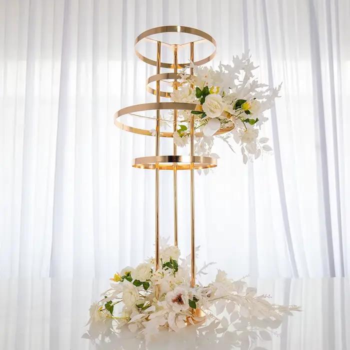 Support de fleurs centres de Table de mariage événement route plomb fête métal moderne Vase