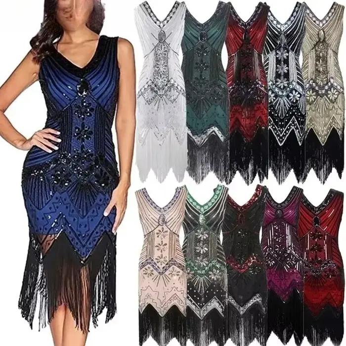 Testosterone SBY-Robe évasée à paillettes pour femme
