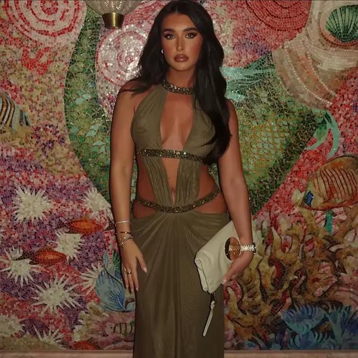 Femmes élégant façonnage longue Vistidos Simple Sexy Chic dos creux conception brillant à lacets robe nouvelle luxe