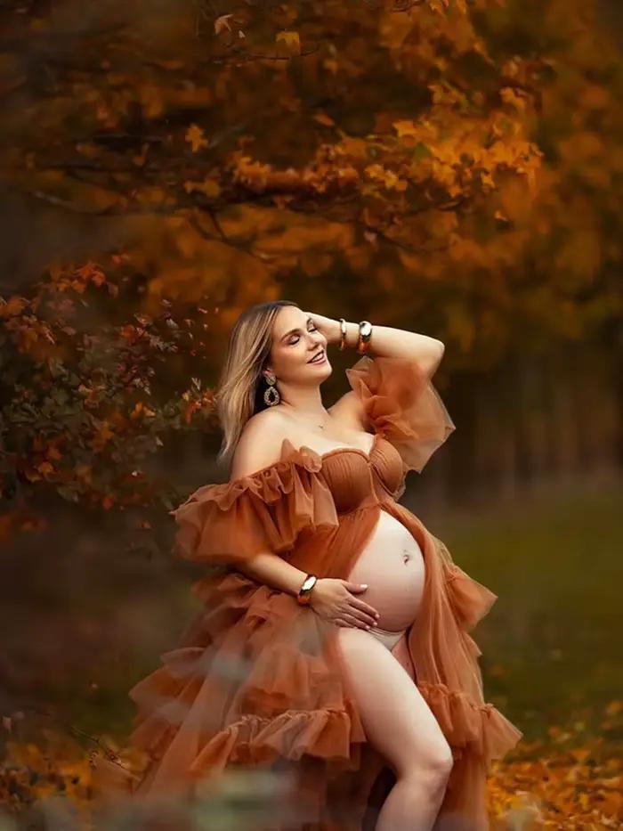 Robe de maternité romantique en tulle doux