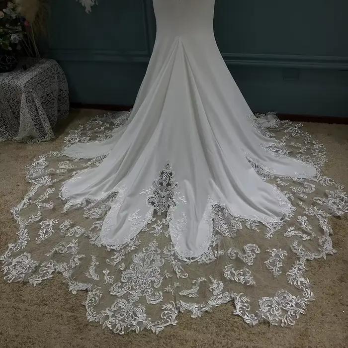 Mryarce luxe dentelle crêpe robe de mariée Sexy bretelles Spaghetti longue Train robes
