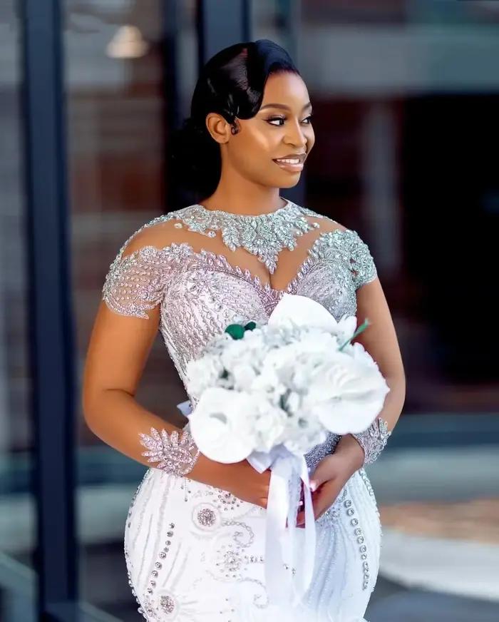 Robes de mariée sirène africaines 2026 de luxe avec cristaux brillants
