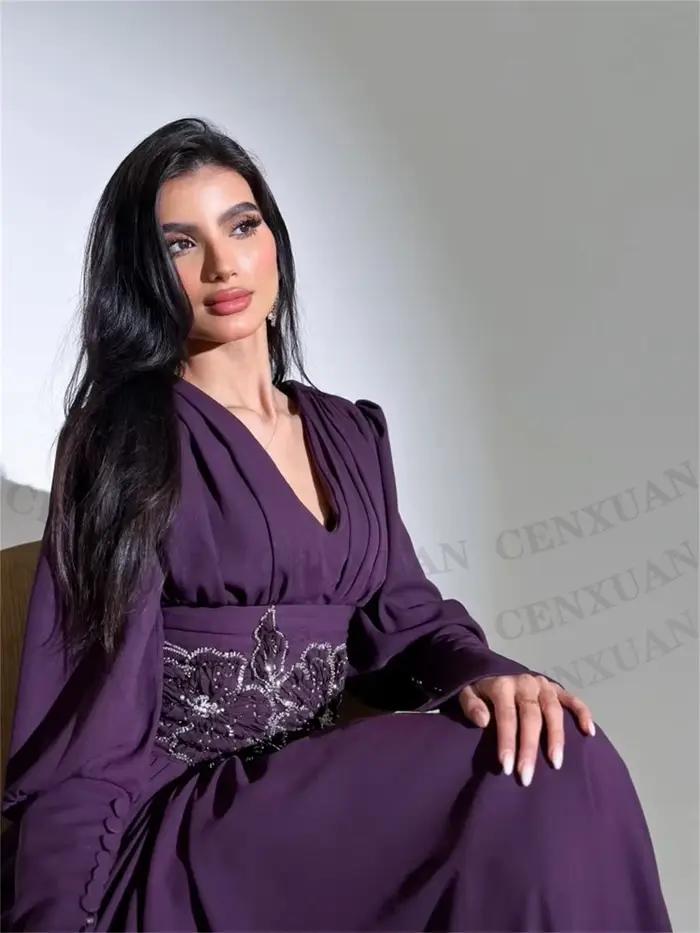 CENXUAN charmante robe De soirée trapèze avec Appliques col en v longueur De plancher Robes d'anniversaire