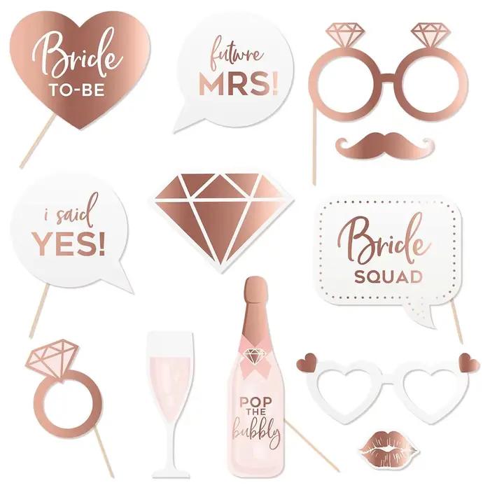 12 accessoires amusants pour photomaton 'Future Mariée', pour douche nuptiale, mariage, enterrement de vie de jeune fille, soirée des demoiselles d'honneur, accessoires photo selfie, décoration 'Équip
