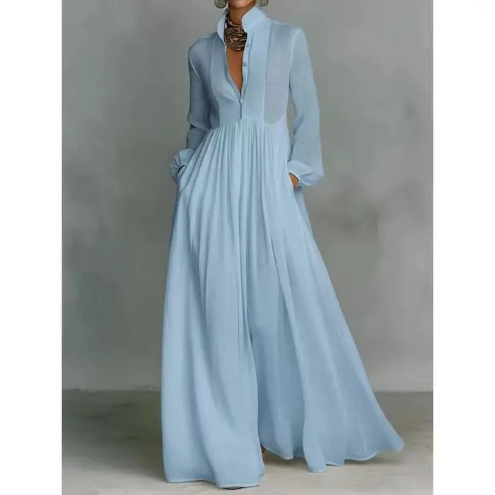 Robe de soirée élégante à col montant et manches longues