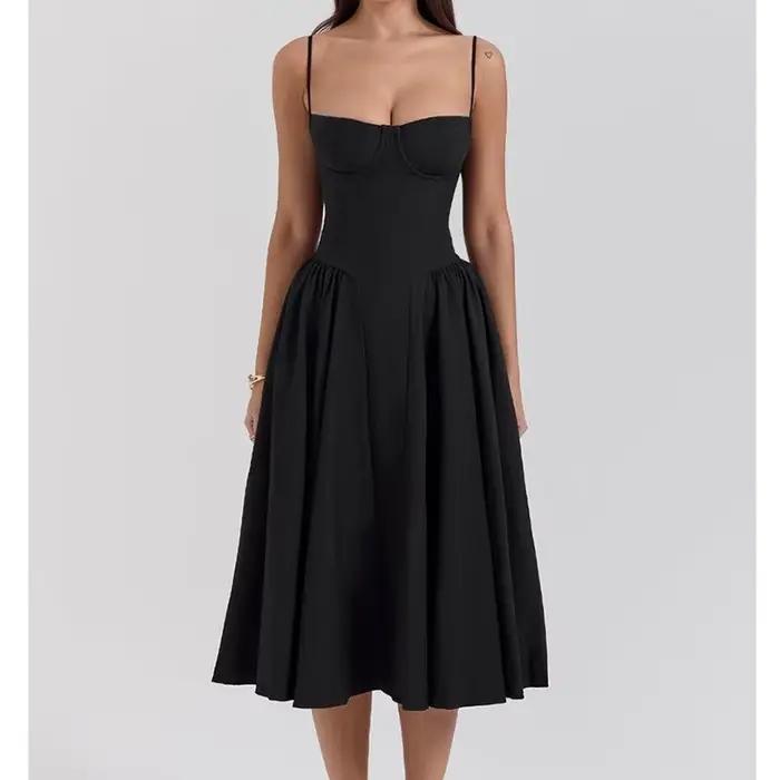 Été Sexy femmes robe bohême longues robes de luxe élégant col en v sans manches Slip fleur plage